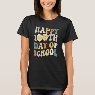 Happy 100 Days of School for Teacher Retro Groovy  T-Shirt