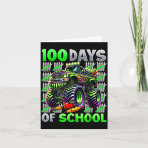 Happy 100 Days Of School Funny Monster Truck Stude Card