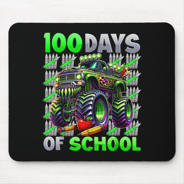 Happy 100 Days Of School Funny Monster Truck Stude Mouse Pad (Front)