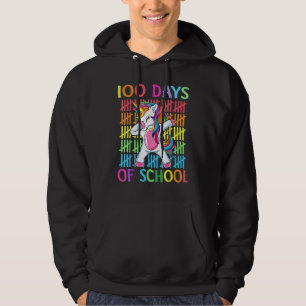 Happy 100 Days Of School Girls Dabbing Unicorn Hoodie