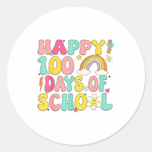 Happy 100 Days Of School Girls Rainbow 100th Day O Classic Round Sticker