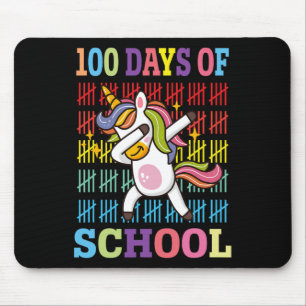 Happy 100 Days Of School Kids Dabbing Unicorn Love Mouse Pad