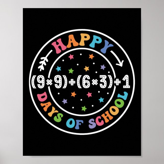 Happy 100 Days Of School Math Formula 100th Day Te Poster (Front)
