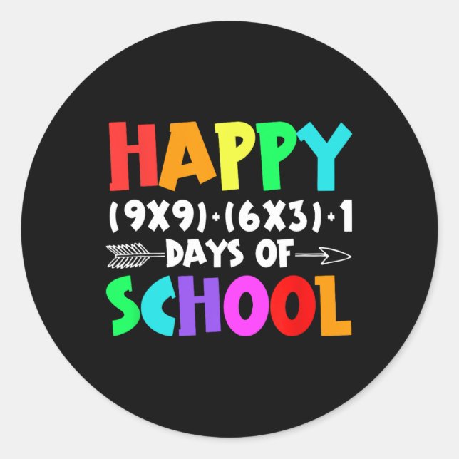 Happy 100 Days Of School Math Formula Teachers Stu Classic Round Sticker (Front)