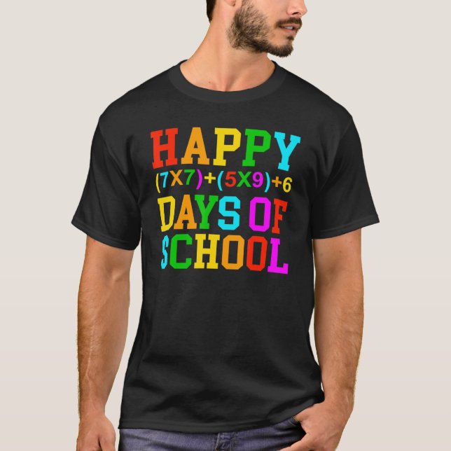 Happy 100 Days of School Math Teacher 100th Day of T-Shirt (Front)