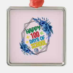 Happy 100 Days Of School Metal Tree Decoration