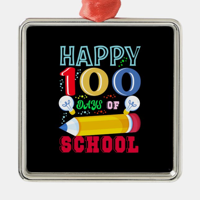 Happy 100 Days Of School Metal Tree Decoration (Front)