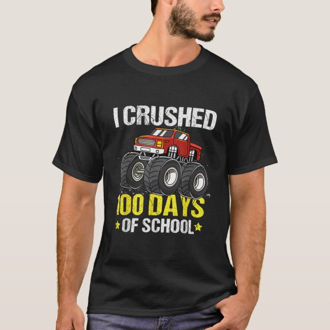 Happy 100 Days Of School Monster Truck For Kids Bo T-Shirt (Front)