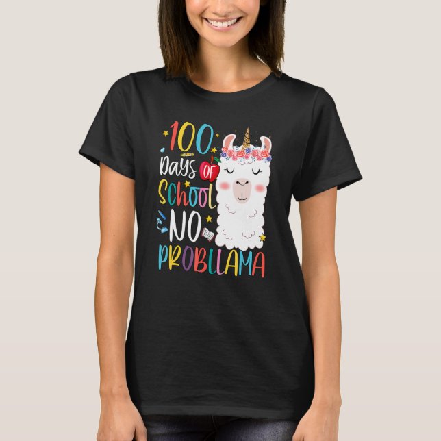 Happy 100 Days Of School No Pro Llama Llama Teache T-Shirt (Front)