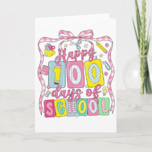 Happy 100 Days of School Pink Bow Card