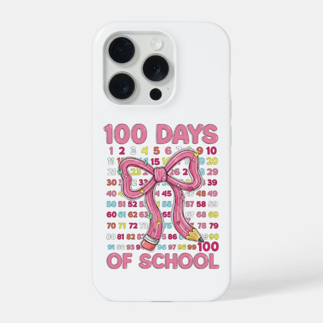 Happy 100 Days of School Pink Bow iPhone Case (Back)