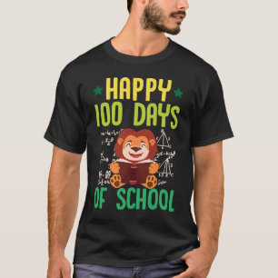 Happy 100 Days Of School Reading Lion Math Teacher T-Shirt