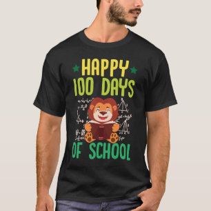 Happy 100 Days Of School Reading Lion Math Teacher T-Shirt