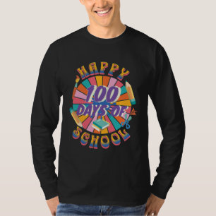Happy 100 Days Of School Retro Groovy 100 Days T-Shirt
