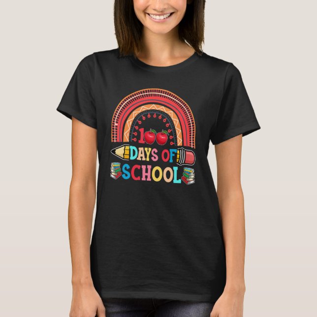 Happy 100 Days Of School Smarter Brighter Rainbow  T-Shirt (Front)