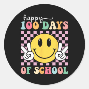 Happy 100 Days Of School Smile Teacher Boy Girl 10 Classic Round Sticker