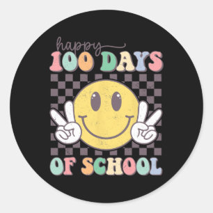 Happy 100 Days Of School Smile Teacher Boy Girl 10 Classic Round Sticker
