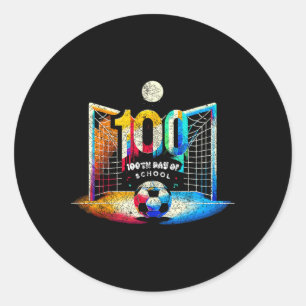 Happy 100 Days Of School Soccer Vintage Theme Sayi Classic Round Sticker