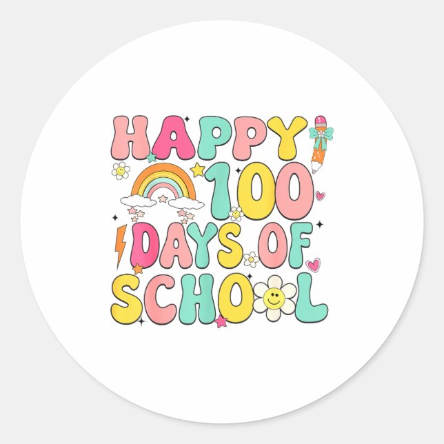 Happy 100 Days Of School Teacher Appreciation Boys Classic Round Sticker (Front)
