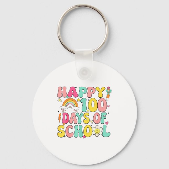 Happy 100 Days Of School Teacher Appreciation Boys Key Ring (Front)