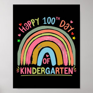 Happy 100 Days Of School Teacher Girls Kids Womens Poster