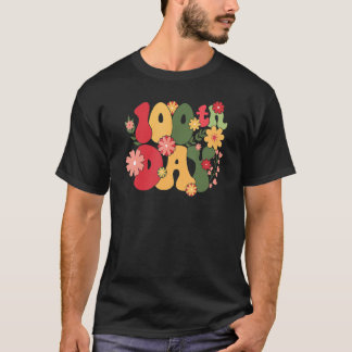 Happy 100 Days Of School Teacher Kids Retro Groovy T-Shirt