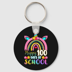 Happy 100 Days Of School Unicorn 100 Days Of Schoo Key Ring