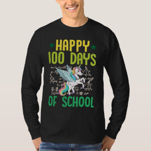 Happy 100 Days Of School Unicorn Pegasus Math Teac T-Shirt