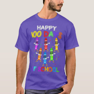 Happy 100 Days School Dabbing Crayon Funny Gift T-Shirt