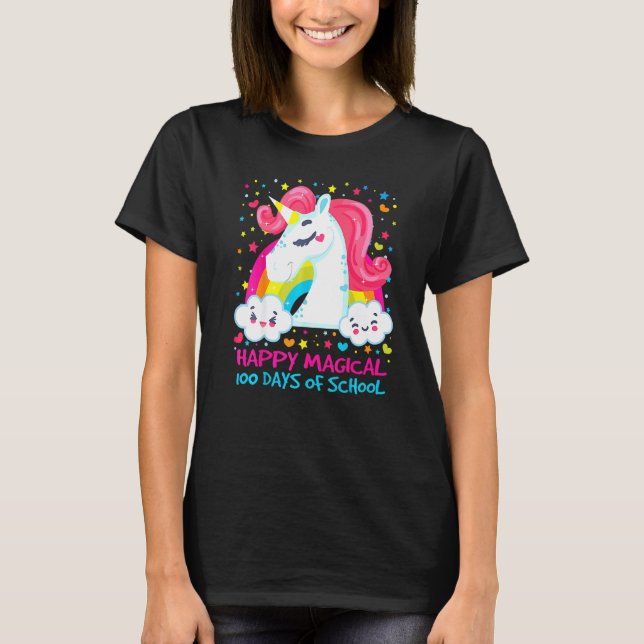 Happy 100 Magical Days Of School Cute Unicorn Idea T-Shirt (Front)