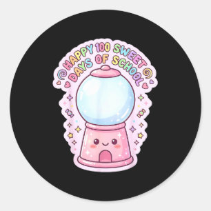 Happy 100 sweet days of school gumball machine kid classic round sticker
