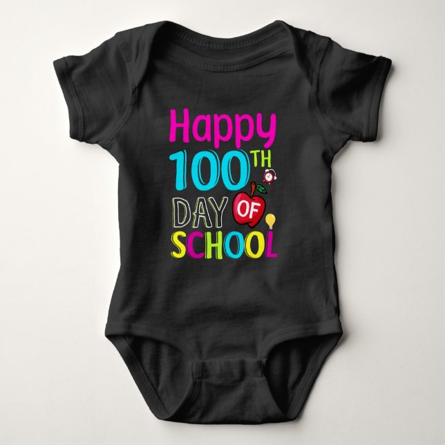 Happy-100-th-day-of-school Baby Bodysuit (Front)