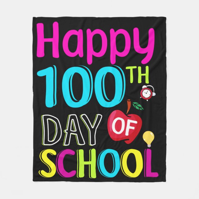 Happy-100-th-day-of-school Fleece Blanket (Front)