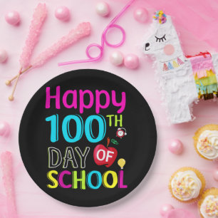 Happy-100-th-day-of-school Paper Plate