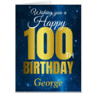 Happy 100th Birthday Blue Gold Jumbo