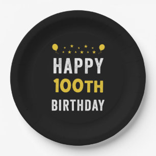 Happy 100th Birthday Centenarian Celebration Party Paper Plate