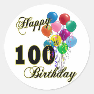 Happy 100th Birthday Gifts and Birthday Apparel Classic Round Sticker