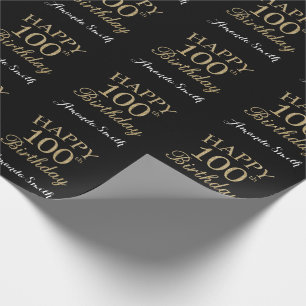 Happy 100th Birthday Gold Glitter Wrapping Paper