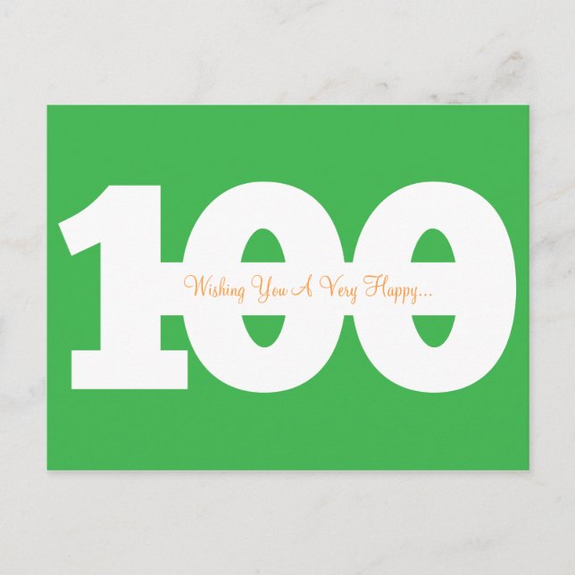 Happy 100th Birthday Milestone Postcards - Green (Front)