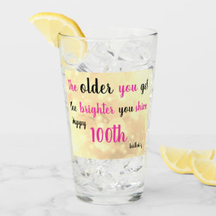 Happy 100th Birthday personalised add name Glass