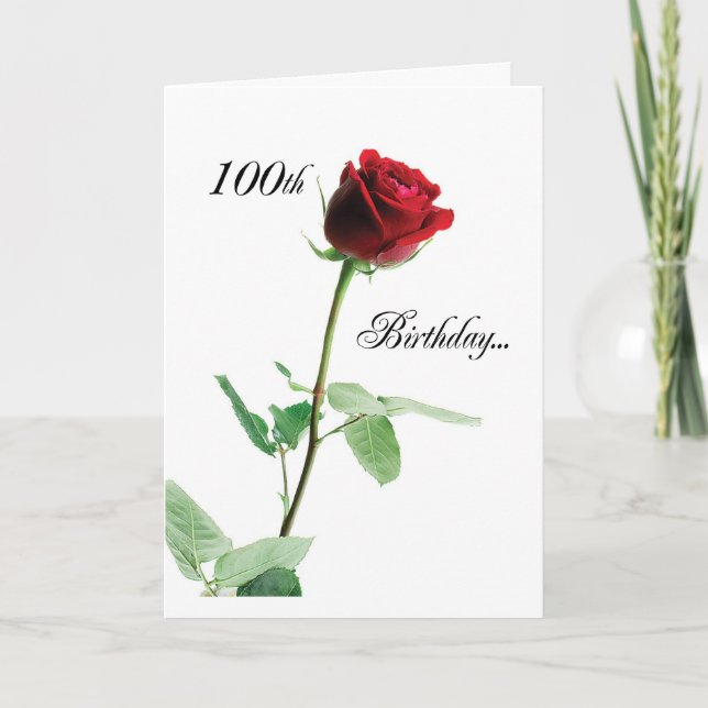 Happy 100th Birthday Red Rose Card (Front)