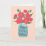 Happy 100th Birthday Sister w Mason Jar of Flowers Card<br><div class="desc">A mason jar filled with a gorgeous bunch of peonies and white flowers with the hand lettered words 'For my sister' on the tag and 'Happy 100th Birthday' on the mason jar. The perfect birthday card to celebrate your sister's birthday! © Ness Nordberg</div>