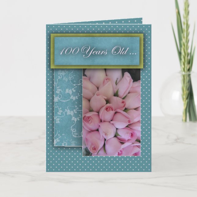 Happy 100th Birthday - with roses! Card (Front)