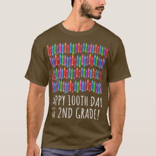 Happy 100th Crayon Of 2nd Grade  100 Days Of T-Shirt