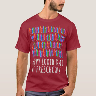 Happy 100th Crayon Of Preschool  100 Days Of T-Shirt