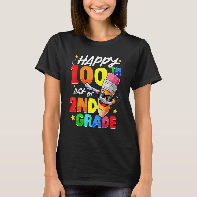 Happy 100th Day of 2nd Grade 100 Days Smarter Dabb T-Shirt (Front)