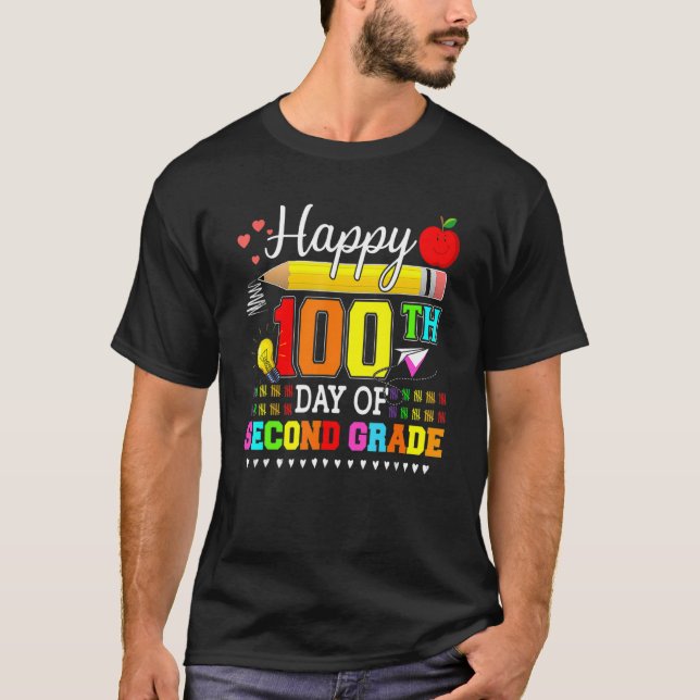Happy 100th Day Of 2nd Grade Second Grade Teacher  T-Shirt (Front)