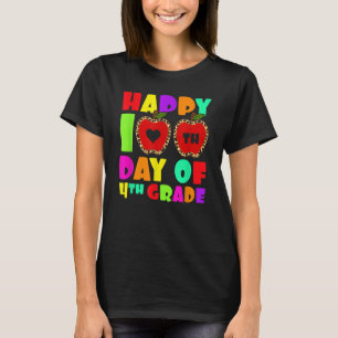 Happy 100th Day Of 4th Grade Leopard Teacher Fourt T-Shirt