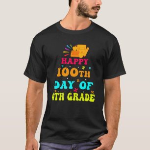 Happy 100th Day of 4th Grade Teacher Student Retro T-Shirt
