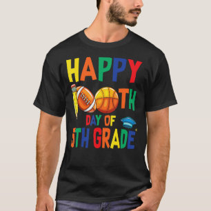 Happy 100th Day Of 5th Grade Football Basketball T-Shirt